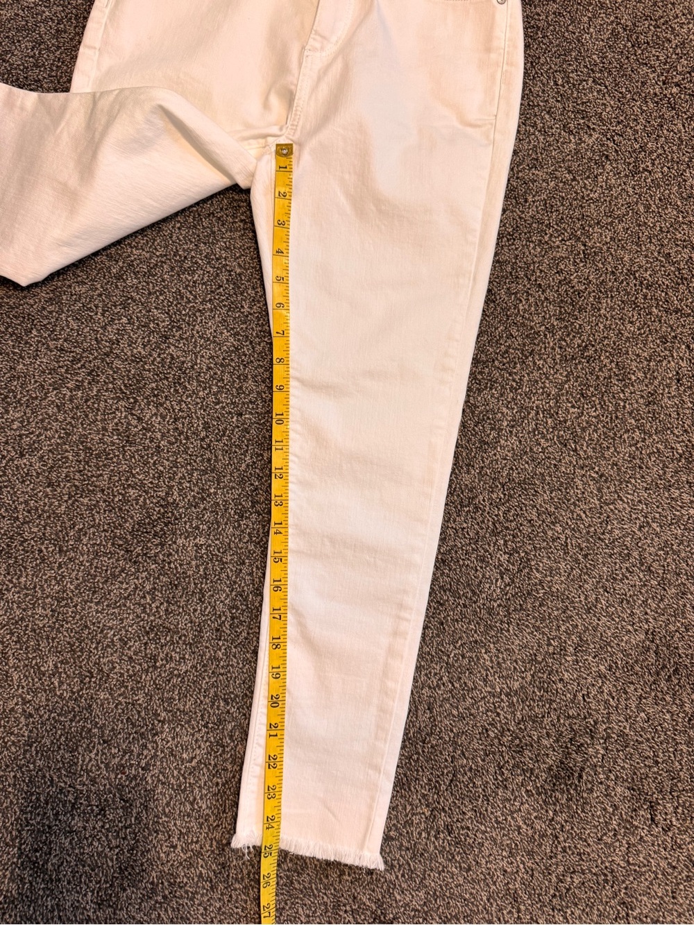 Loft White Denim High-Rise Skinny Jeans Zipper Frayed Hem Size 27 - Picture 9 of 11